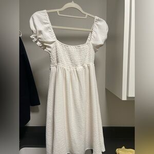 Altar'd State White Puff Sleeve Mini Dress